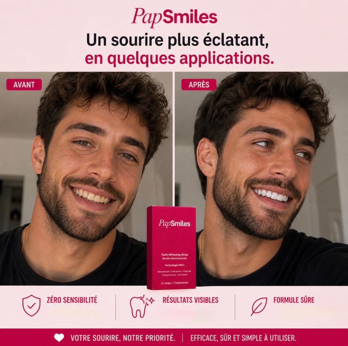 PAPSMILES® Bandes Blanchissantes PAP+ Sans Peroxyde