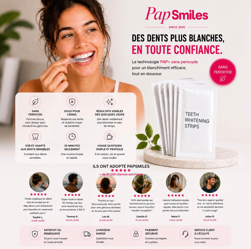 PAPSMILES® Bandes Blanchissantes PAP+ Sans Peroxyde