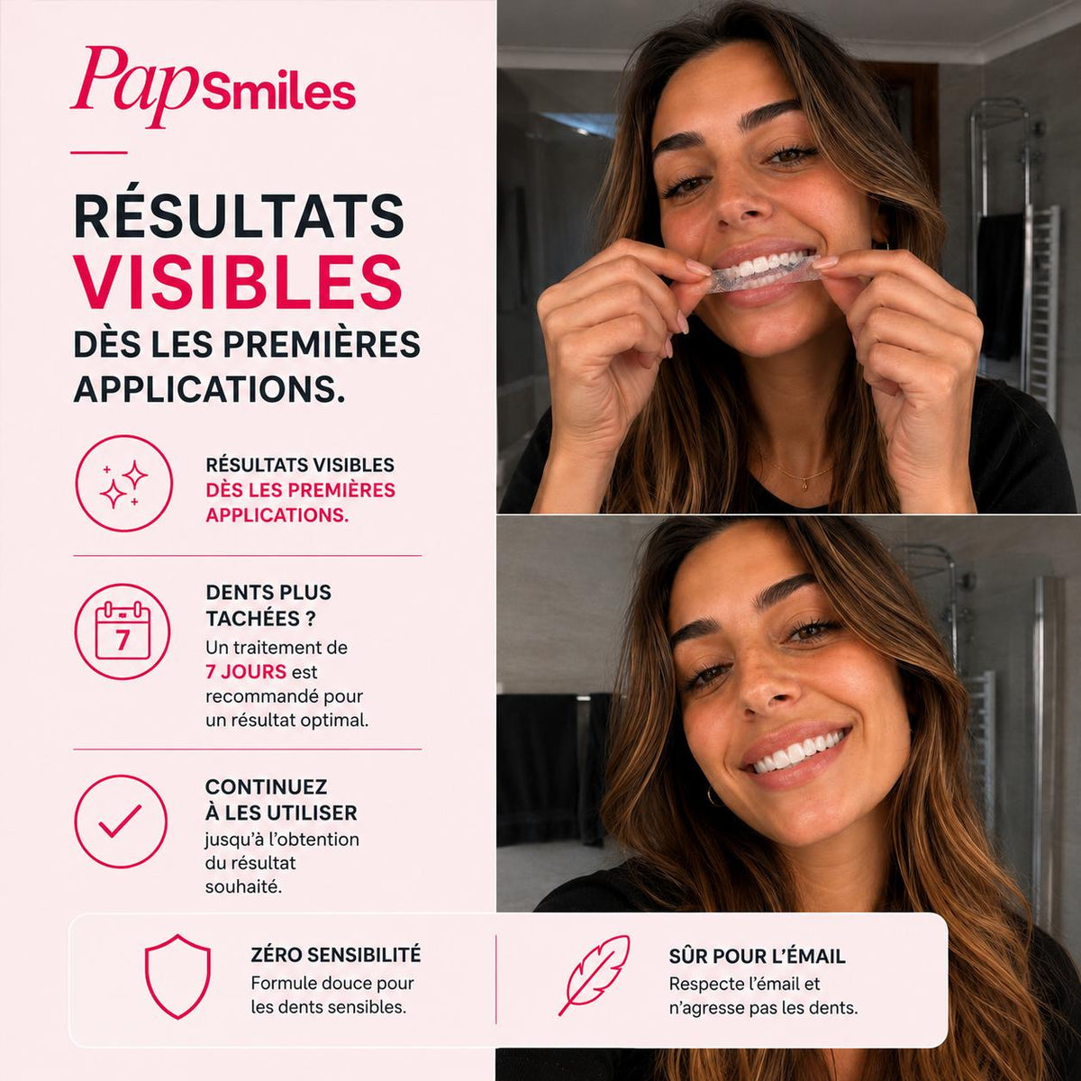 PAPSMILES® Bandes Blanchissantes PAP+ Sans Peroxyde