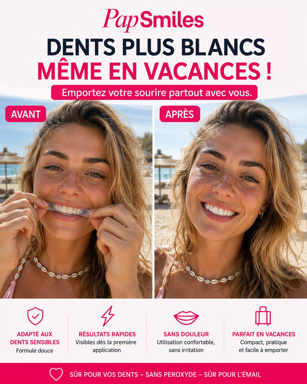 PAPSMILES® Bandes Blanchissantes PAP+ Sans Peroxyde