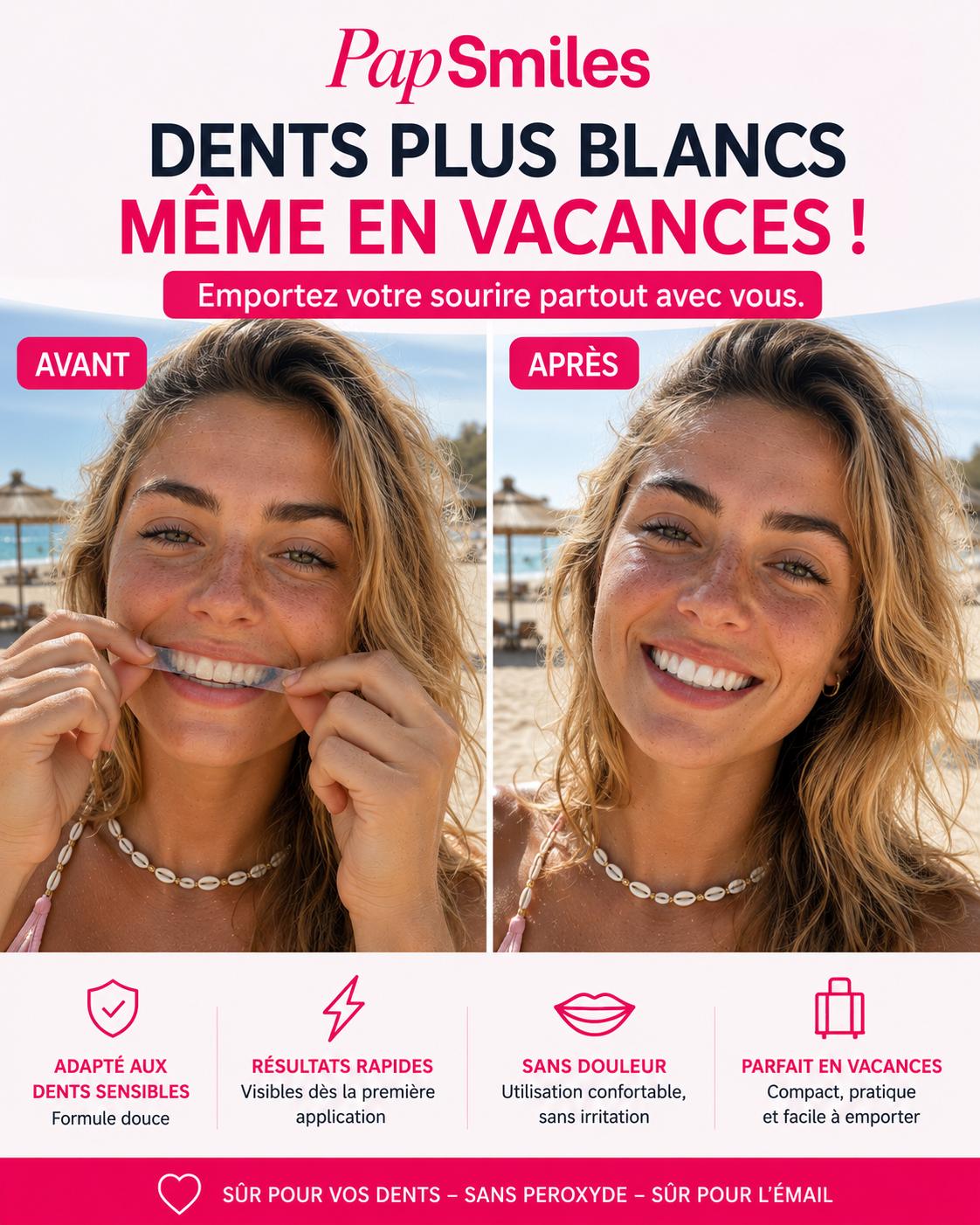 PAPSMILES® Bandes Blanchissantes PAP+ Sans Peroxyde
